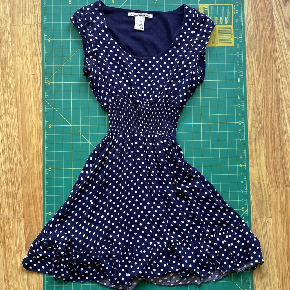 NAVY BLUE AMERICAN RAG POLKA DOT DRESS:)